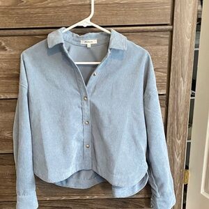 Madewell Light Gray Ribbed Knit Top